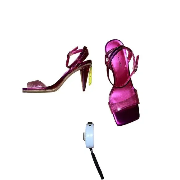 Marc Fisher Women's Lucite Cone Heel Sandals Size 7.5 Pink - Picture 3 of 7